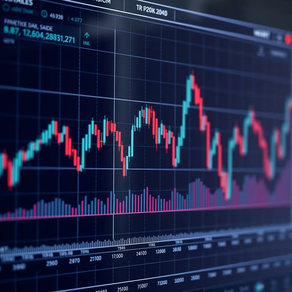 Technical financial chart with stock market data, profession