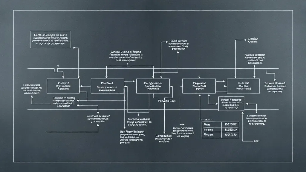 Technical blueprint of a financial process flow, grey backgr